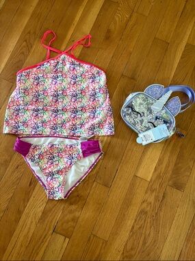 Calvin Klein 2-Pc Bathing Suit size 7/8 & FREE Cat & Jack Fanny Pack NWT
